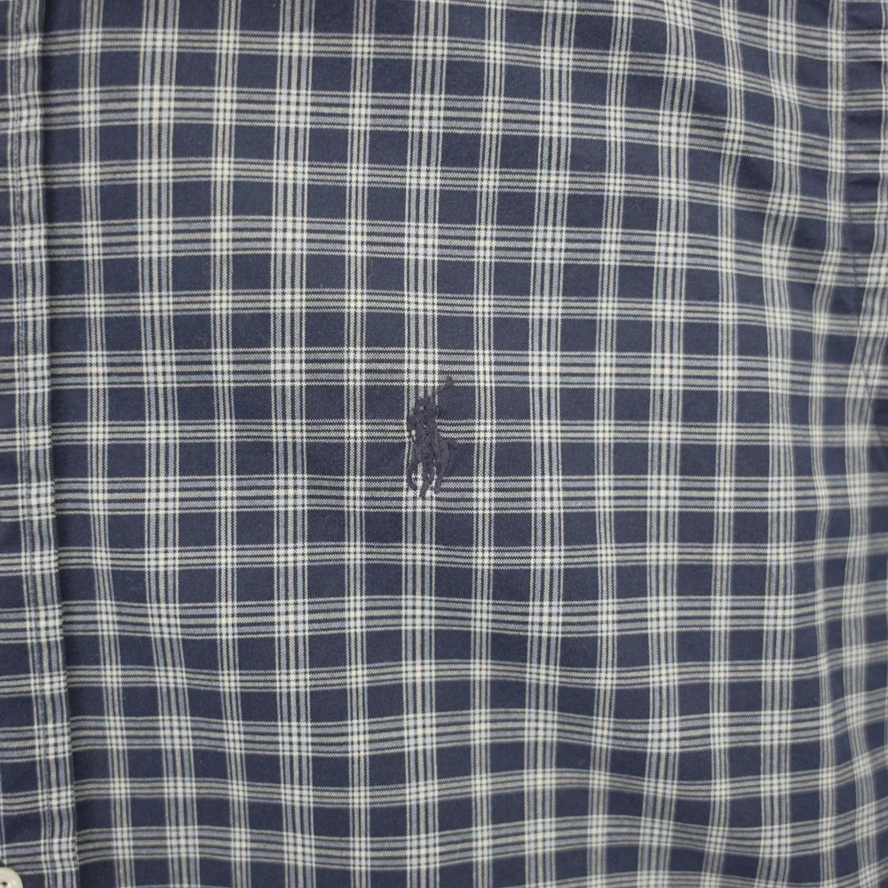 Polo Ralph‎ Lauren Lowell Sport Mens Medium Blue Plaid Cotton Button Down Shirt